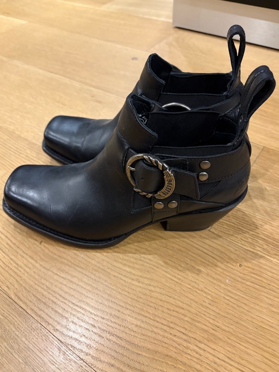 John Fluevog Shoes - John Fluevog Black Leather Ankle Boots with Decorative Buckle